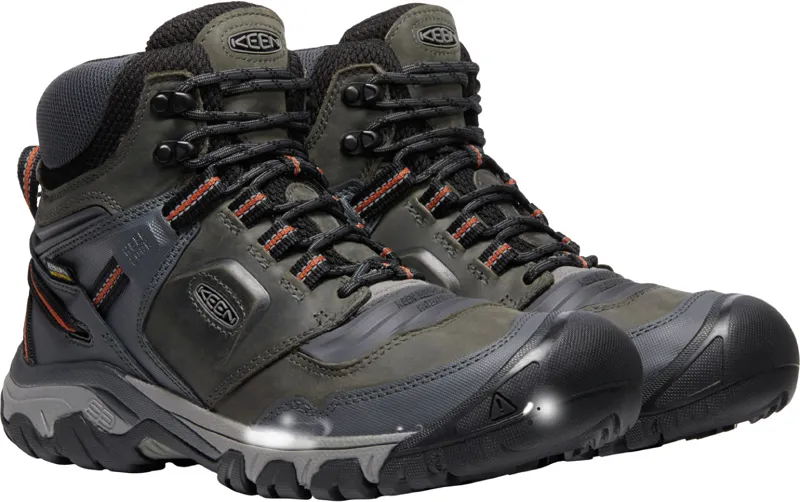 Keen Mens Ridge Flex Mid Waterproof Boots Steel Grey/Fossil Orange-1