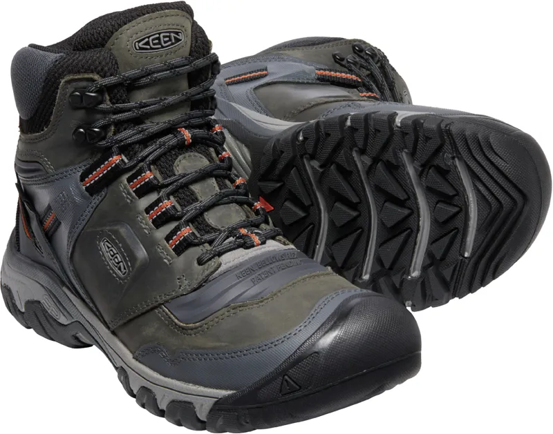 Keen Mens Ridge Flex Mid Waterproof Boots Steel Grey/Fossil Orange-4