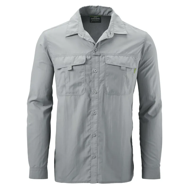 Kathmandu Mens Kangsar buzzGUARD Travel Shirt Warm Grey