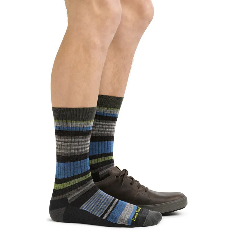 Darn Tough Mens Unstandard Stripe Crew Light Cushion Charcoal-2