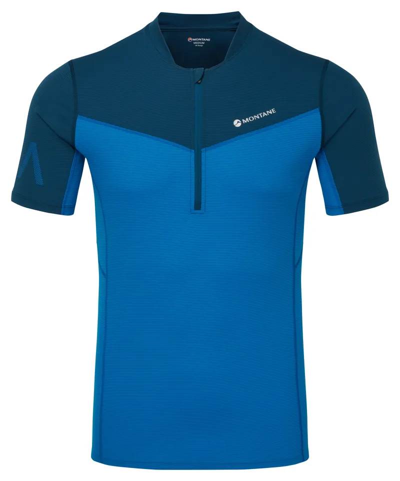 Montane Mens Dragon Zip T-Shirt Electric Blue