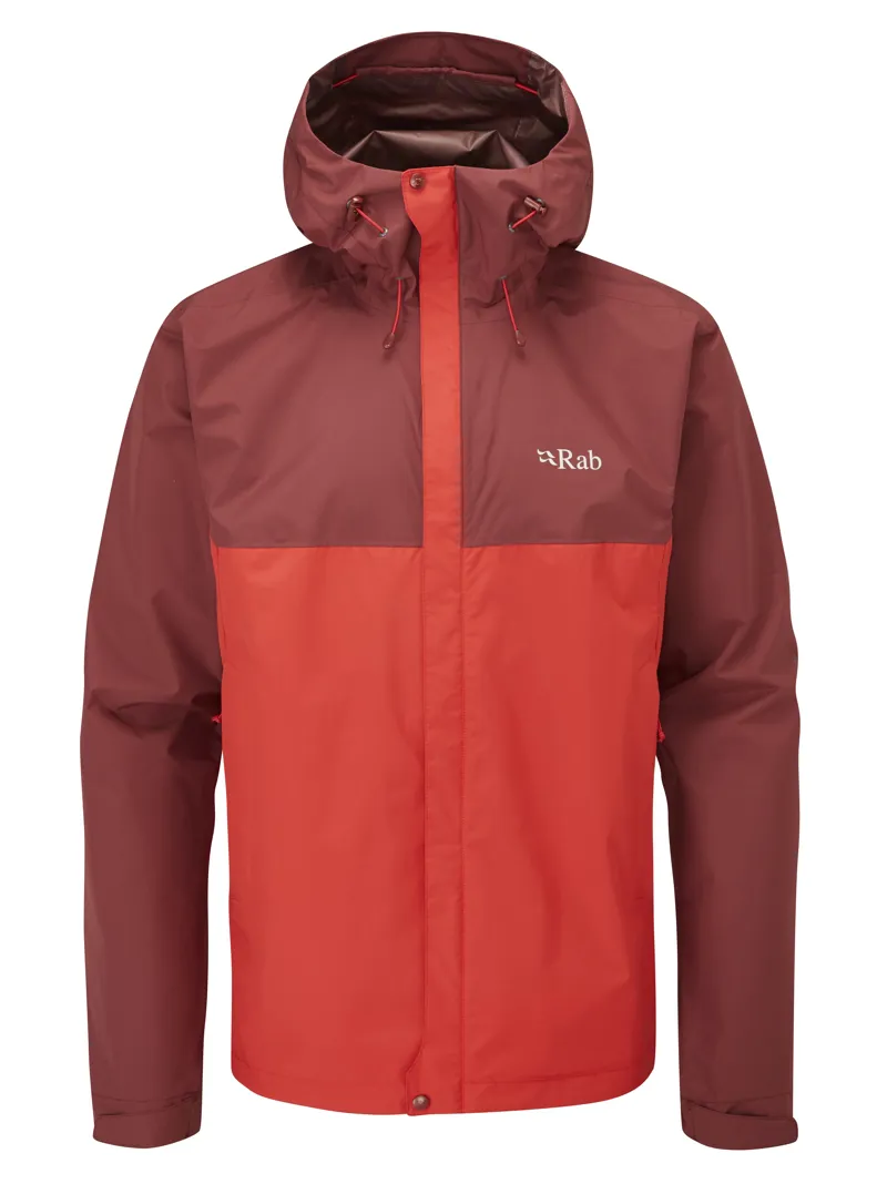 Rab Mens Downpour Eco Jacket Deep Heather / Ascent Red