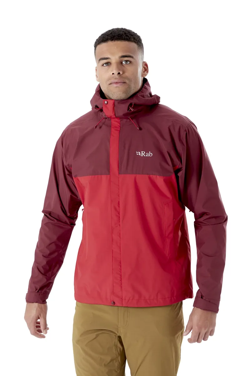 Rab Mens Downpour Eco Jacket Deep Heather / Ascent Red-2