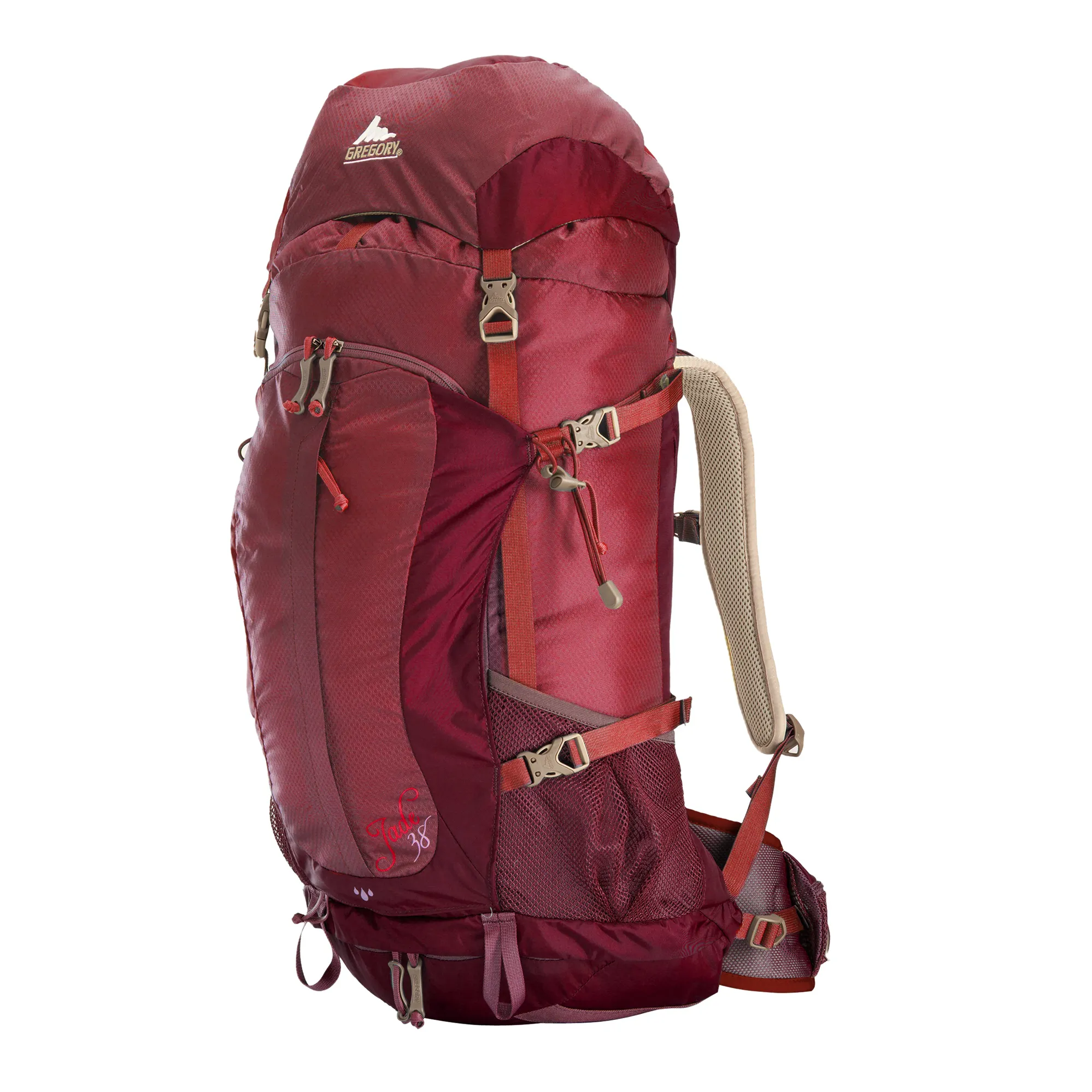 gregory backpack jade 38 RC SM/MD Hiking mist grey this backpack features padded shoulder straps Jade Gregory Backpack - Jade