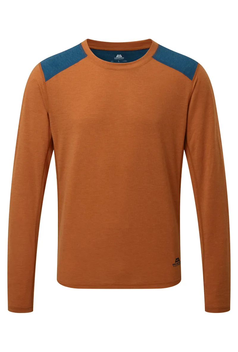 Mountain Equipment Mens Font LS Sweat Burnt Brick/Majolica Blue
