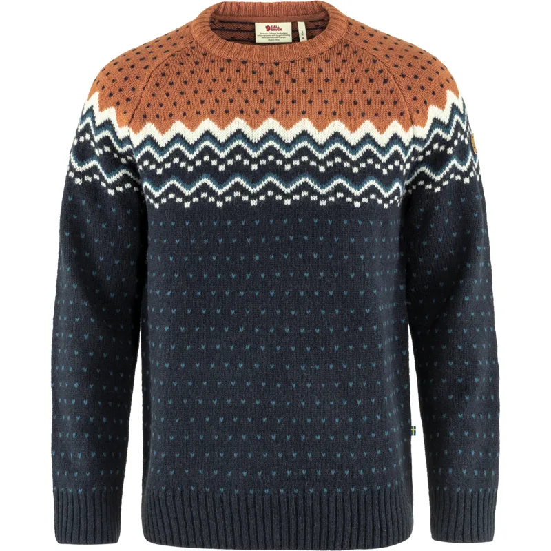 Fjallraven Mens Ovik Knit Sweater Dark Navy/Terracotta Brown