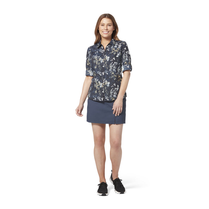 Royal Robbins Womens Expedition II 3/4 Sleeve Shirt Navy Zephyr Print-5