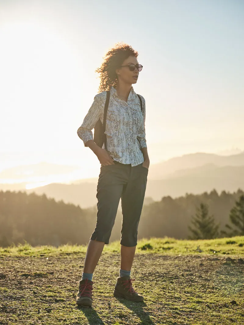 Royal Robbins Womens Expedition II 3/4 Sleeve Shirt Navy Zephyr Print-6