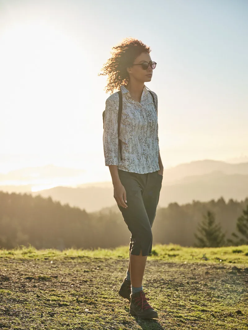 Royal Robbins Womens Expedition II 3/4 Sleeve Shirt Navy Zephyr Print-7