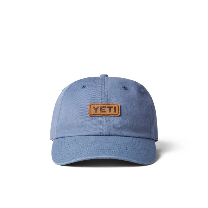 YETI Leather Logo Badge 6 Panel Hat Blue