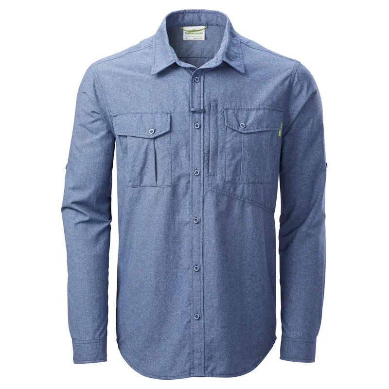 Kathmandu Mens RFIDtech Long Sleeve Shirt Blue Marle