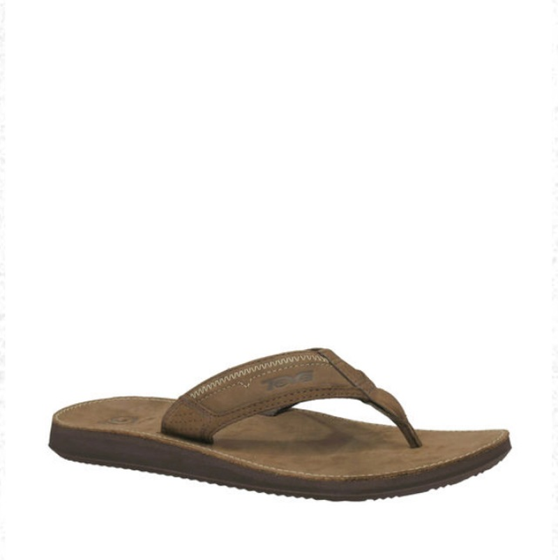 Teva Mens Benson Flip Flop Brown Leather-1