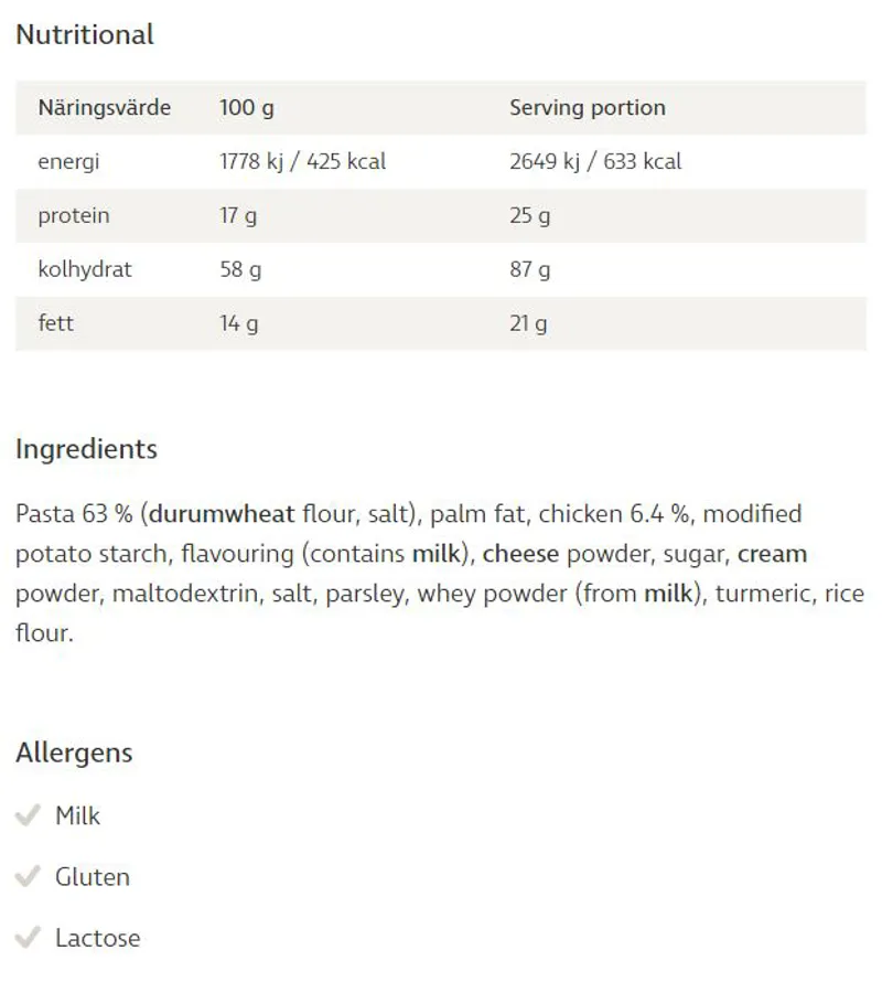 Bla Band Creamy Pasta with Chicken Freeze Dried-1