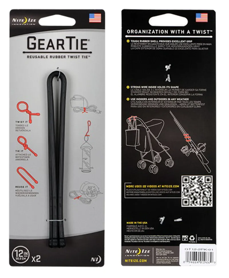 NiteIze Gear Tie 12 x 2 Black