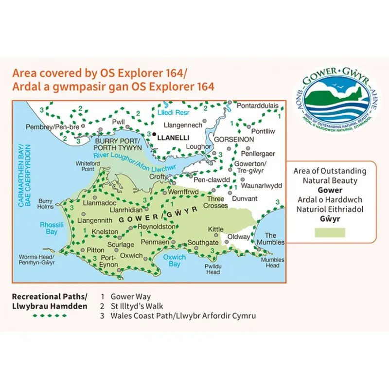 OS Explorer 164 Gower Map with Download Code-1