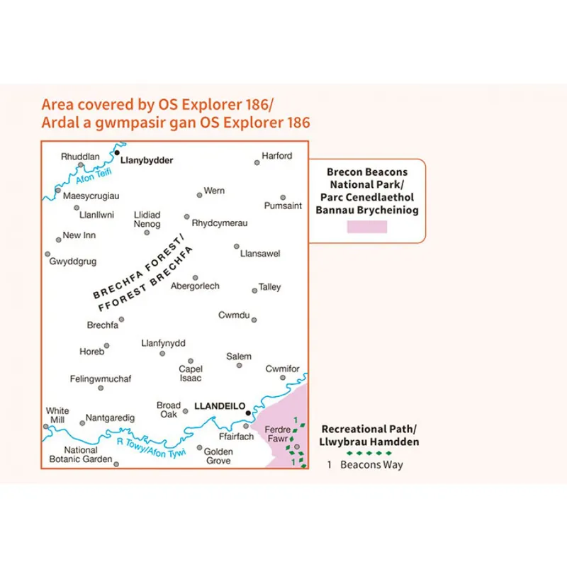 OS Explorer 186 Llandeilo and Brechfa Forest with Download Code-2