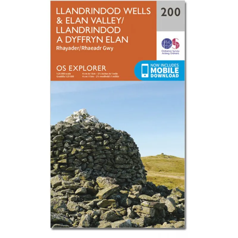 OS Explorer 200 Llandrindod Wells and Elan Valley With Download Code