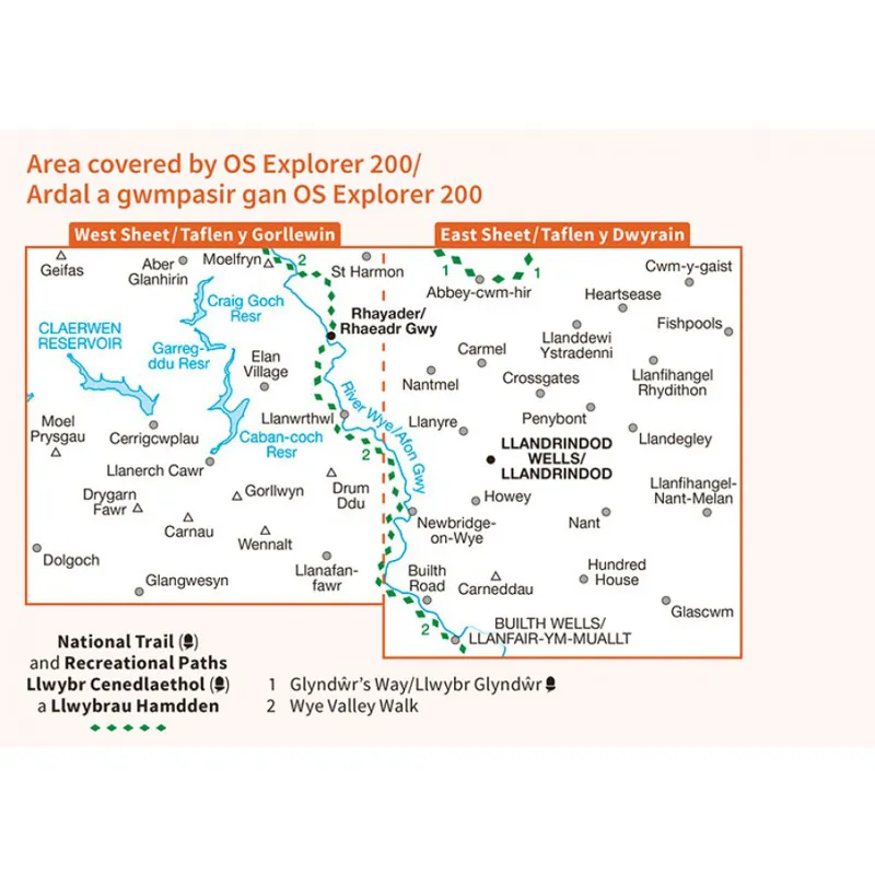 OS Explorer 200 Llandrindod Wells and Elan Valley With Download Code-2