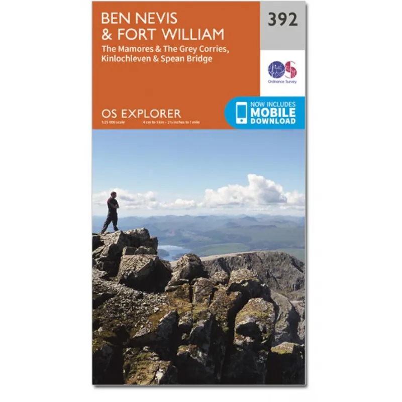 OS Explorer 392 Ben Nevis and Fort William With Download Code