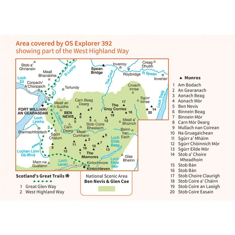 OS Explorer 392 Ben Nevis and Fort William With Download Code-2