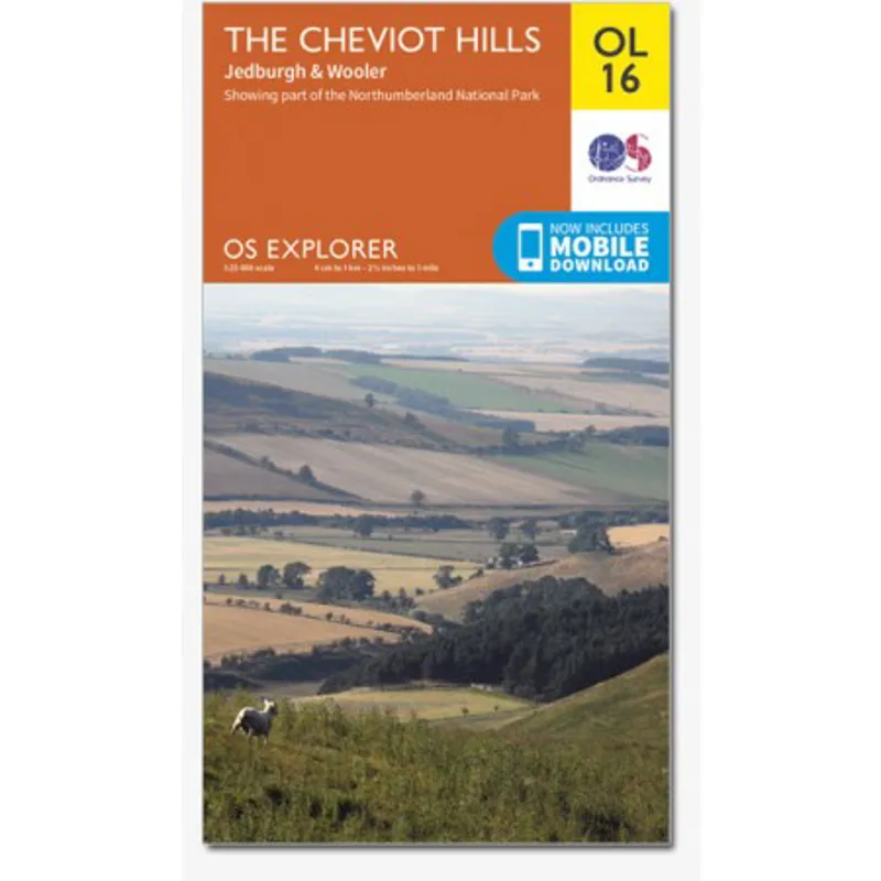 OS Explorer Map OL16 The Cheviot Hills With Download Code