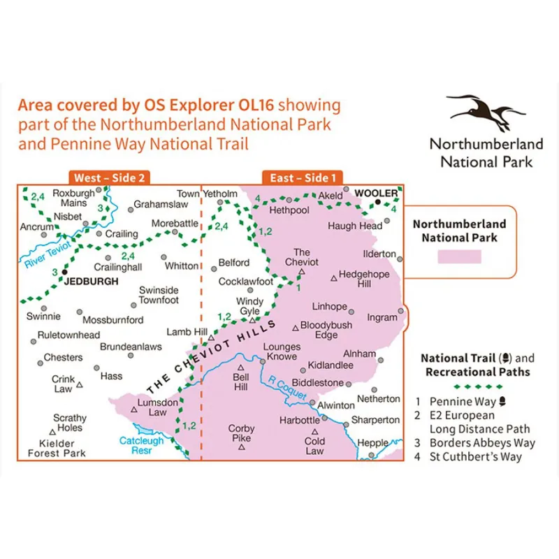 OS Explorer Map OL16 The Cheviot Hills With Download Code-2