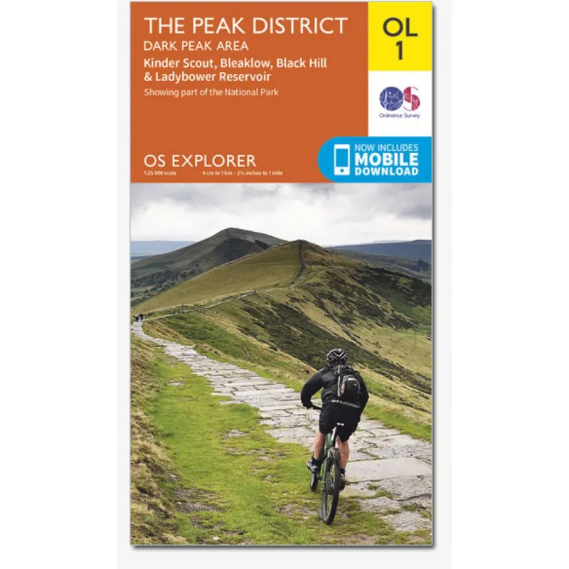 OS Explorer Map OL1 Peak District Dark Peak With Download Code
