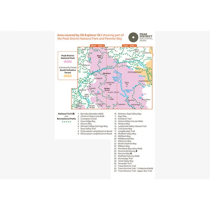 OS Explorer Map OL1 Peak District Dark Peak With Download Code-2