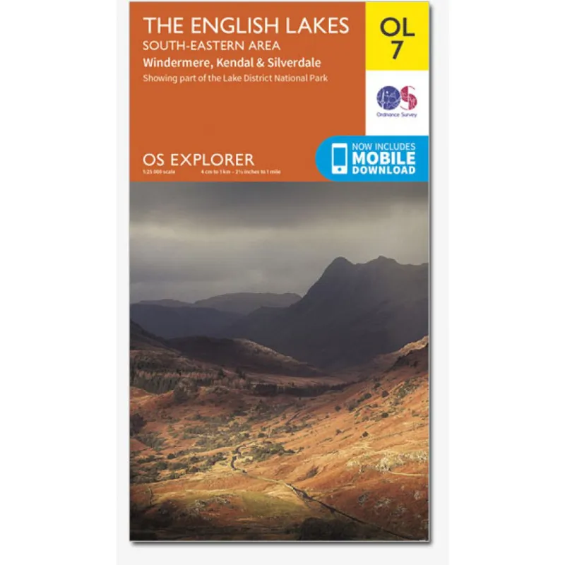OS Explorer Map OL7 Lake District SE area with Download Code