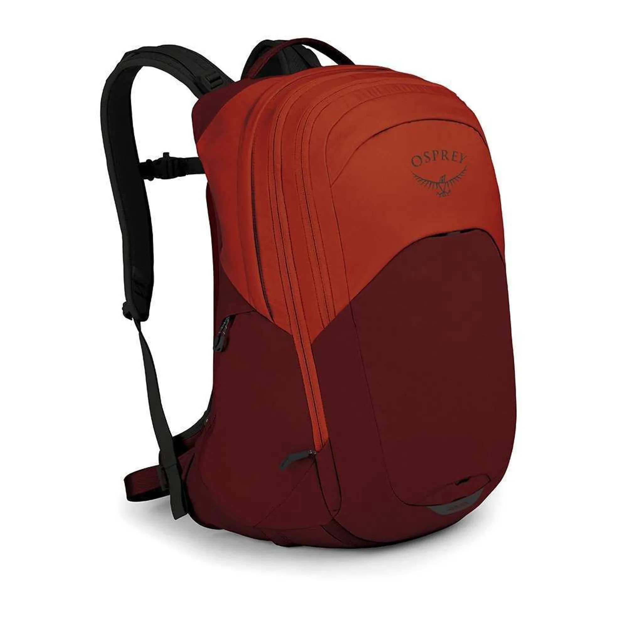 orange osprey biking backpack Katari 7 Mountain Hydration embossed zippered slash pocket safely stows electronics or sunglasses and stretch mesh zippered hipbelt pockets keep smaller essentials at the ready Osprey Raptor 14l Mens Bike