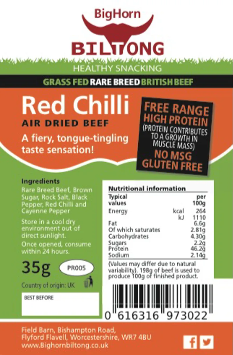 BigHorn Biltong Red Chili 35g