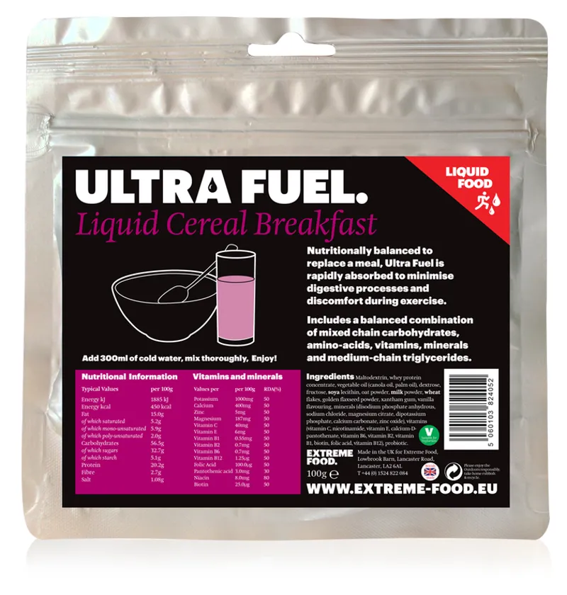 Extreme Food Freeze-dried Ultra Fuel Drink Liquid Cereal Breakfast
