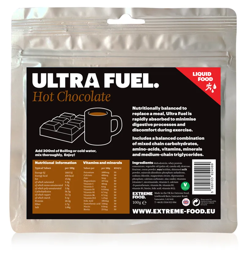 Extreme Food Freeze-dried Ultra Fuel Drink Hot Chocolate