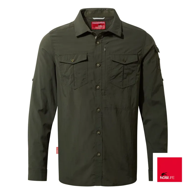 Craghoppers Mens NosiLife Adventure II LS Shirt Dark Khaki