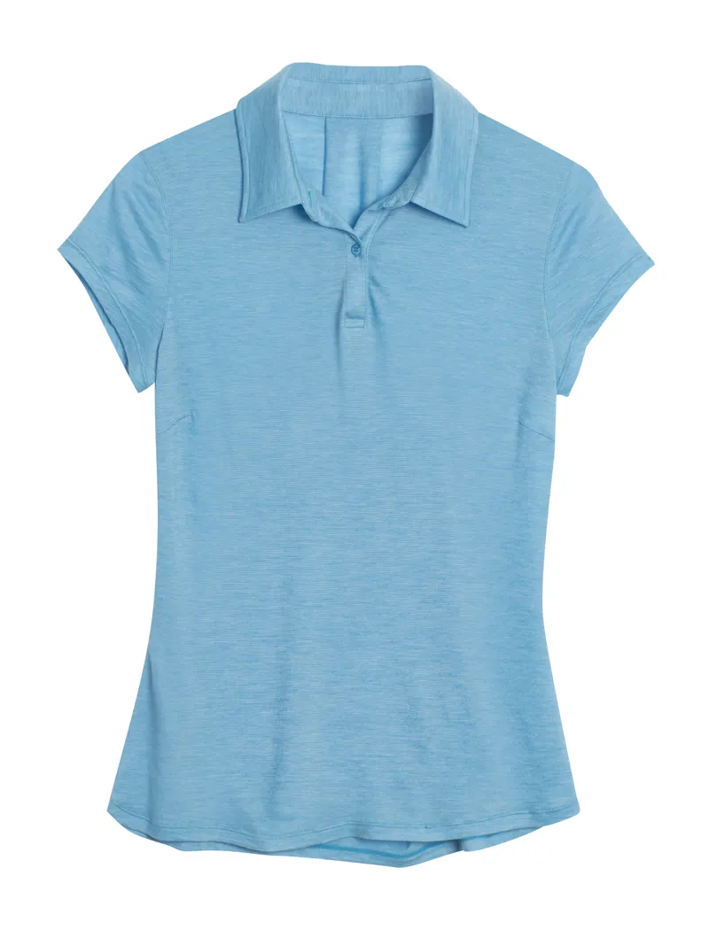 Icebreaker Womens Sphere SS Polo Stripe Cyan