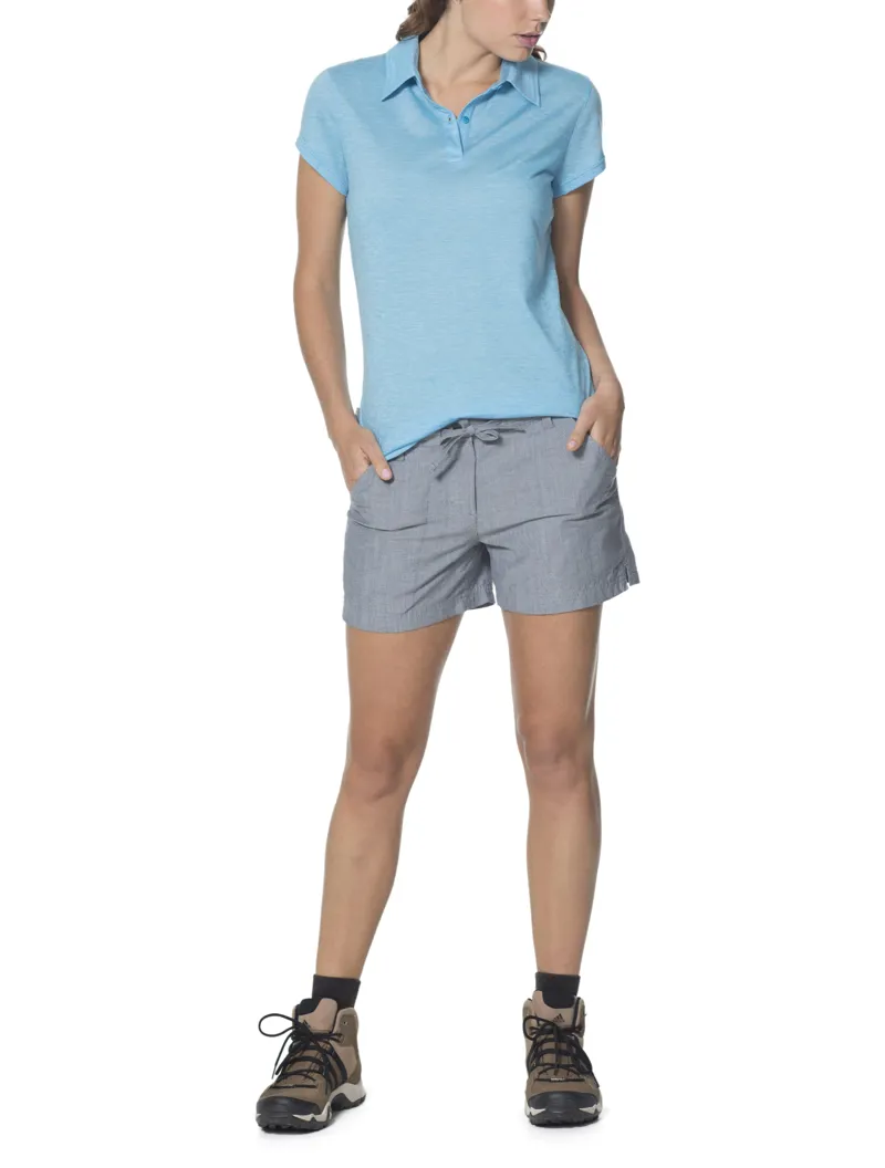 Icebreaker Womens Sphere SS Polo Stripe Cyan-1
