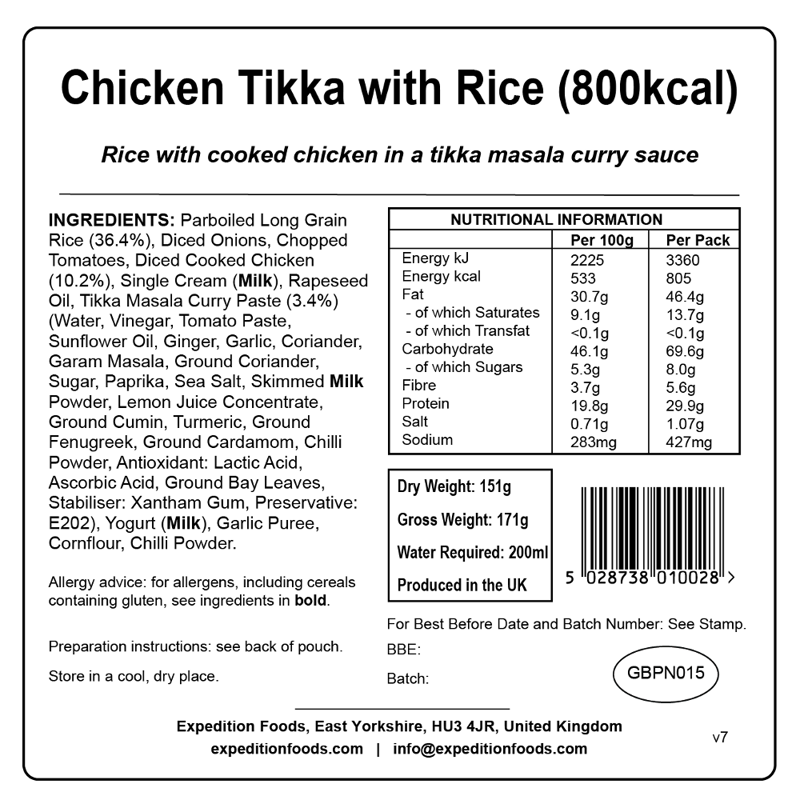 Expedition Foods Chicken Tikka Rice 800kcal-2
