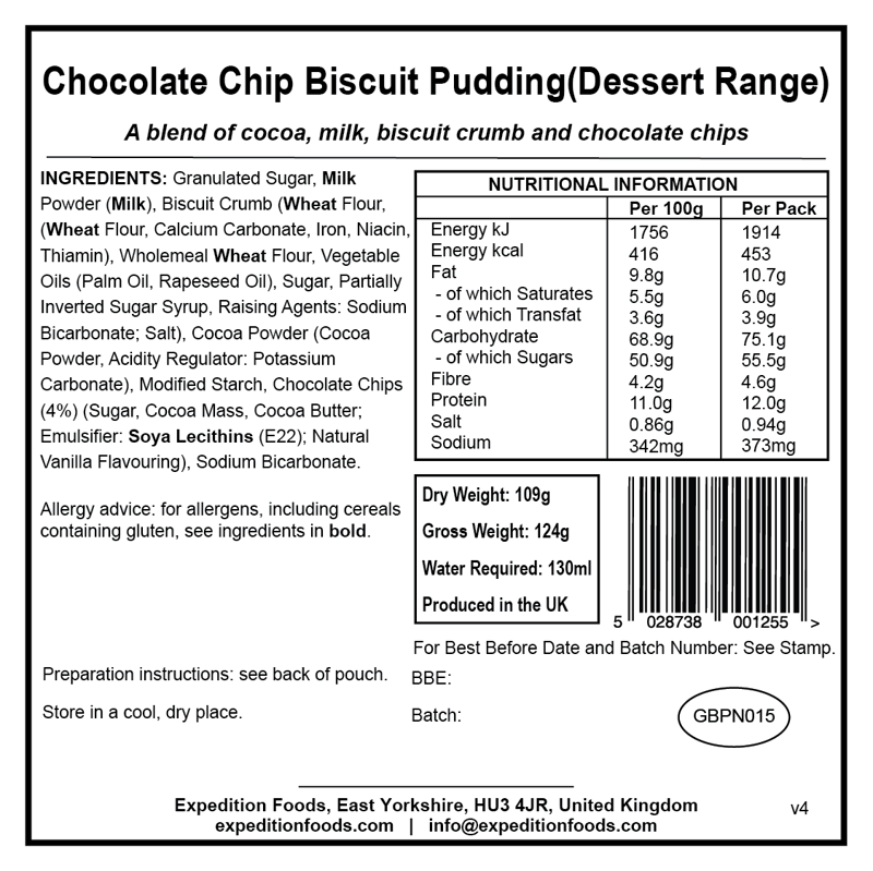 Expedition Foods Chocolate Chip Biscuit Pudding 450kcal-2
