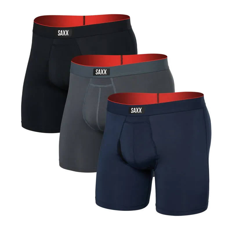 SAXX Men's Multi-Sport Tree-Pack Boxer Briefs Turb Navy BLack
