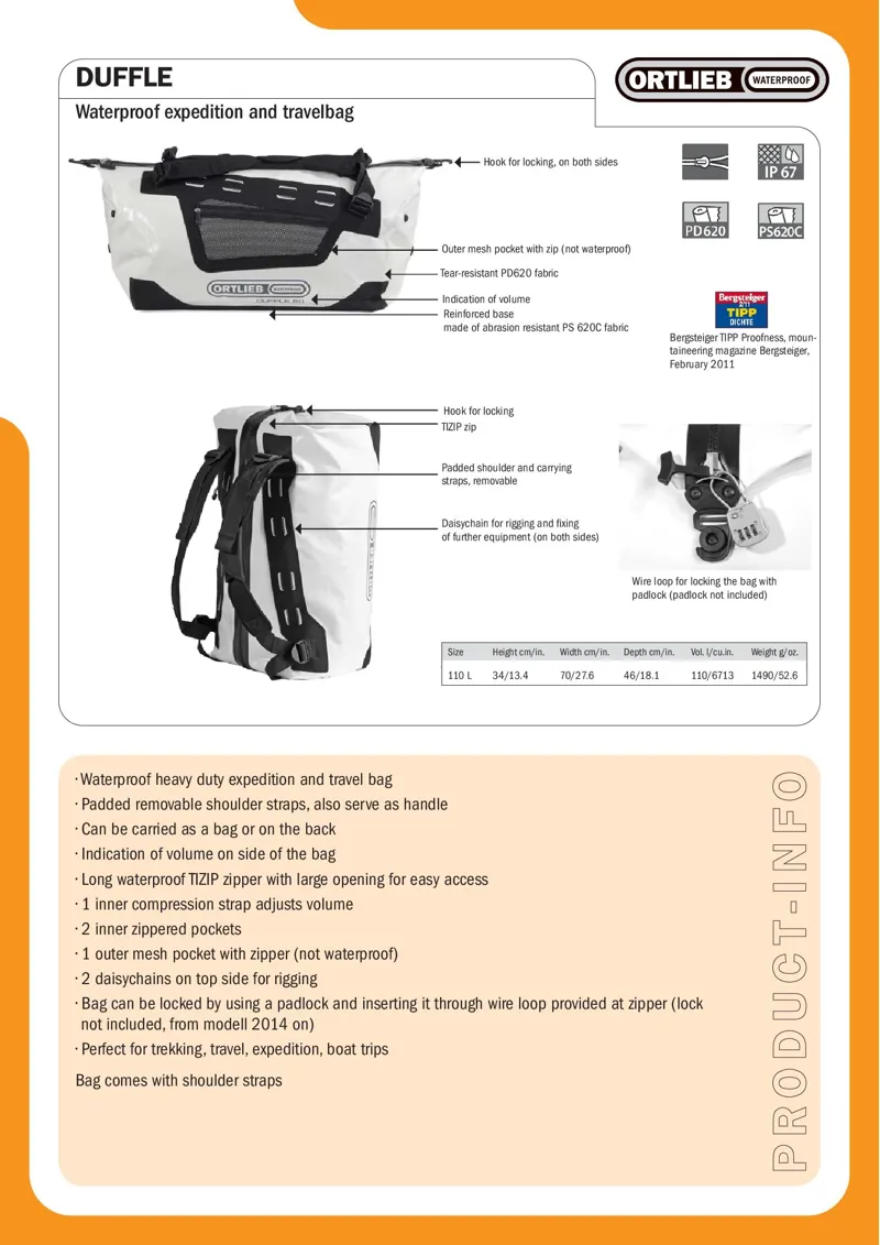 Ortlieb Expedition Duffle 110 litre Yellow-1