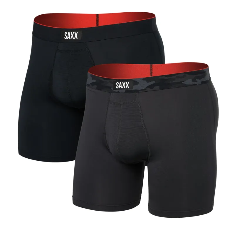 SAXX Men's Multi-Sport Two-Pack Boxer Briefs Camo Black