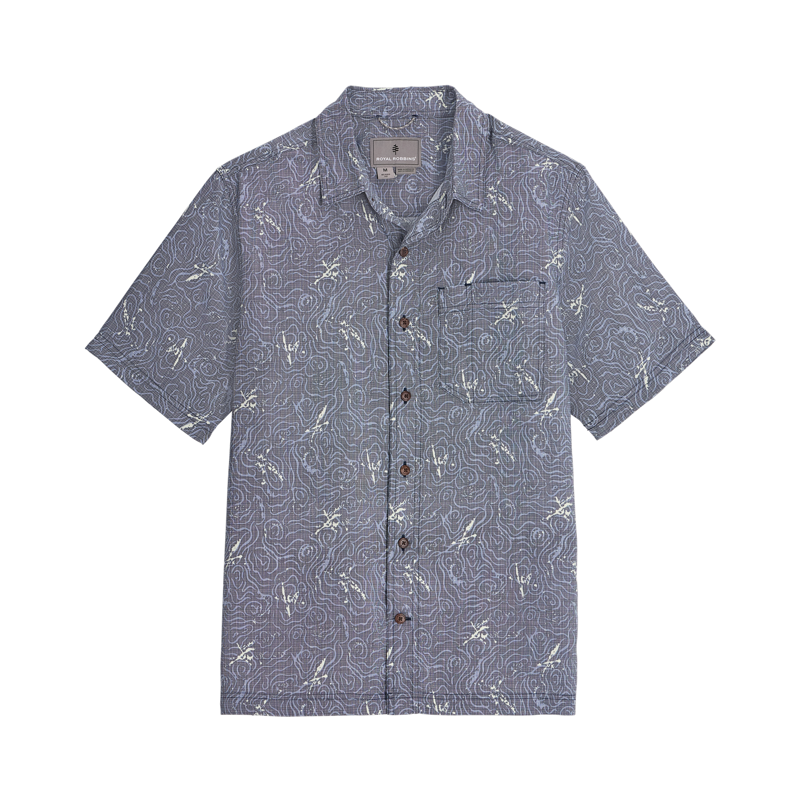 Royal Robbins Mens Camino Pucker Shirt Naval Kayaker Pattern