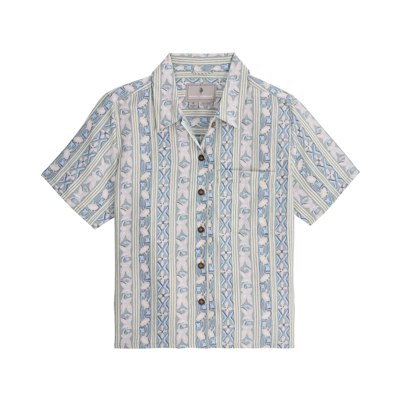 Royal Robbins Womens Camino Pucker Shirt Sage Leaf Botanist Pattern