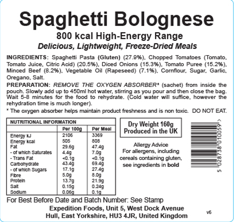 Expedition Foods Spaghetti Bolognese 800kcal-2
