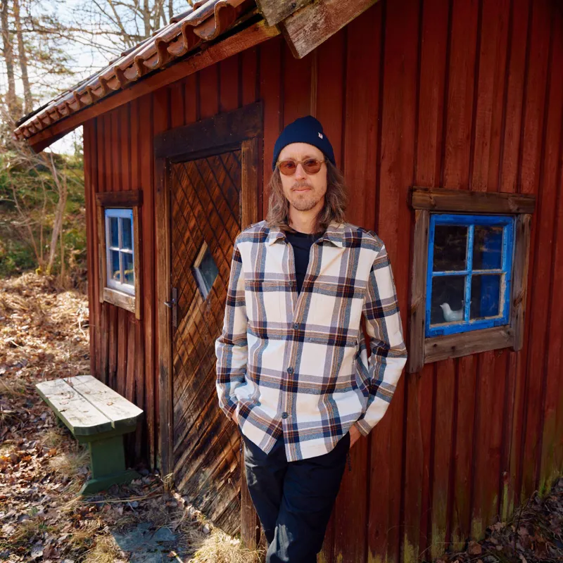 Fjallraven Men's Singi Flannel Overshirt Dark Navy/ Wood Brown-11