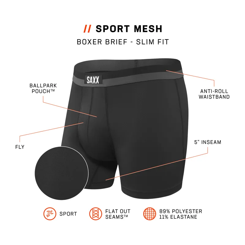 SAXX Mens Sport Mesh Boxer Briefs Black-4