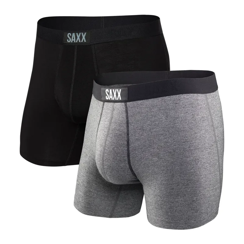 SAXX Mens Vibe Boxer Briefs 2Pk Black/Grey