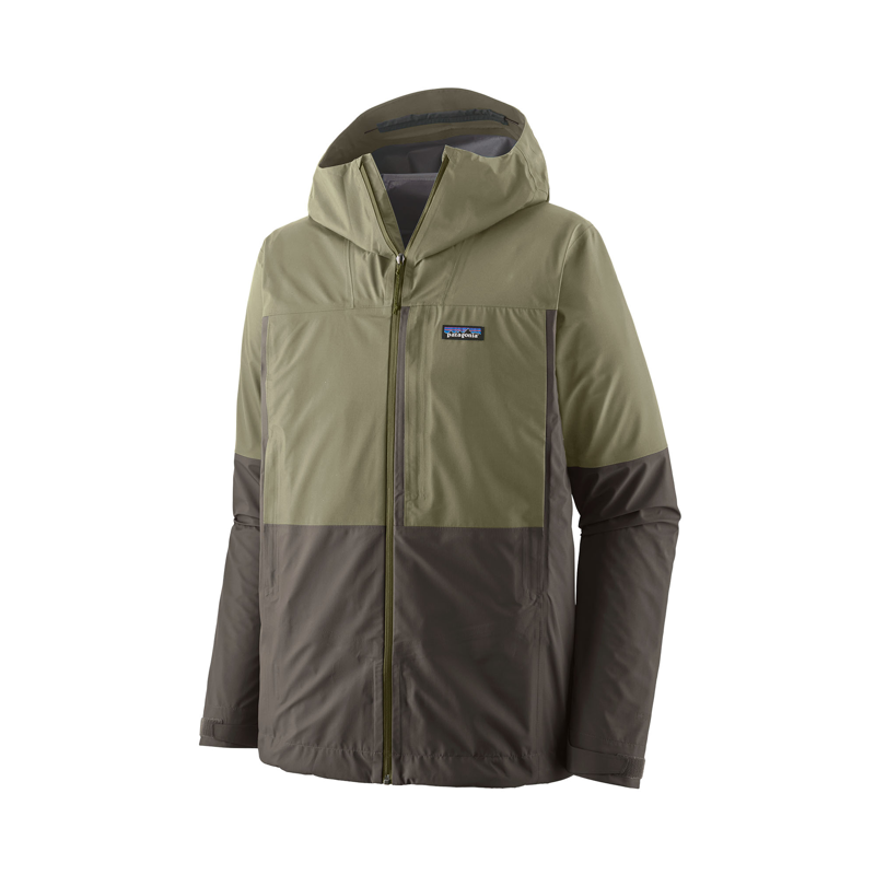 Patagonia Men's Boulder Fork Rain Jacket Forge Grey w/River Rock Green