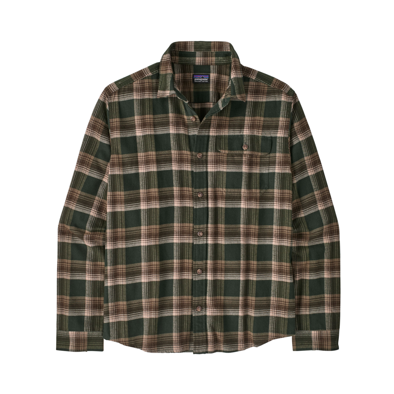 Patagonia Men's LS LW Fjord Flannel Shirt Cozy Cabin / Treeline Green