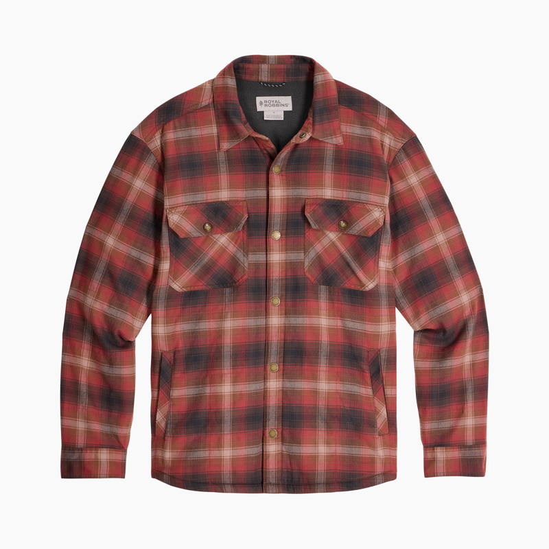Royal Robbins Men's Vista Flannel Shacket Spice Grizzly Plaid